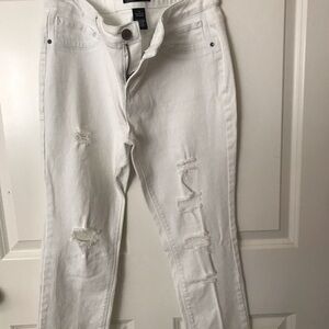 White Distressed Junior Jeans